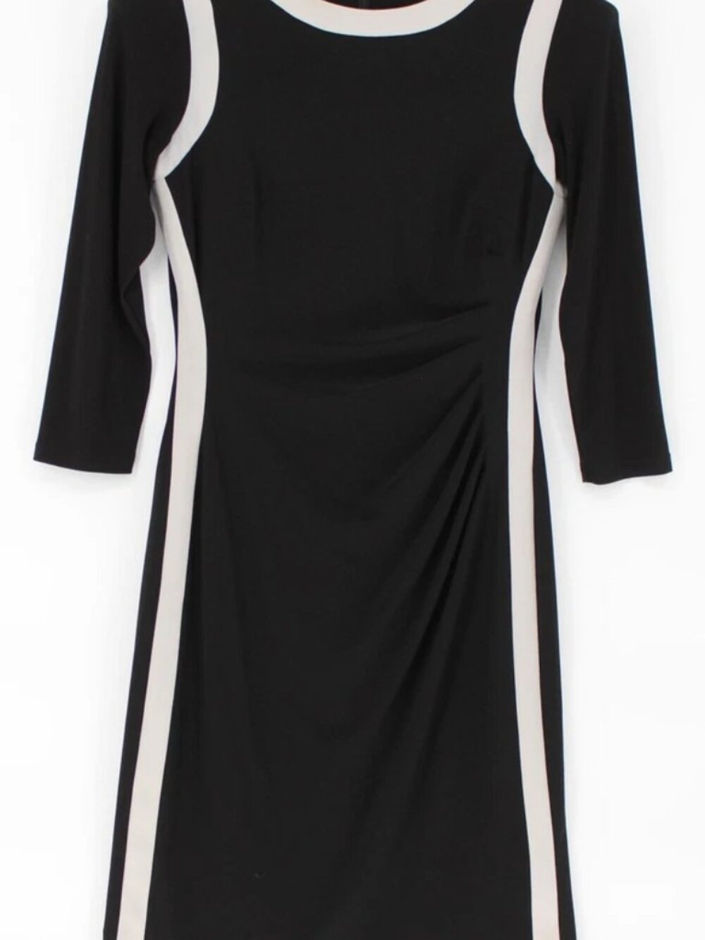 Lauren Ralph Lauren Dress Womens 4 Black Colorblock 3/4 Sleeve Sheath Workwear-